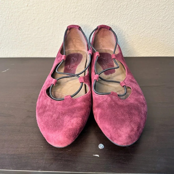 EARTHIES EARTH BRAND Purple Lace Up Suede Ballet Flats - 8 - Picture 4 of 12